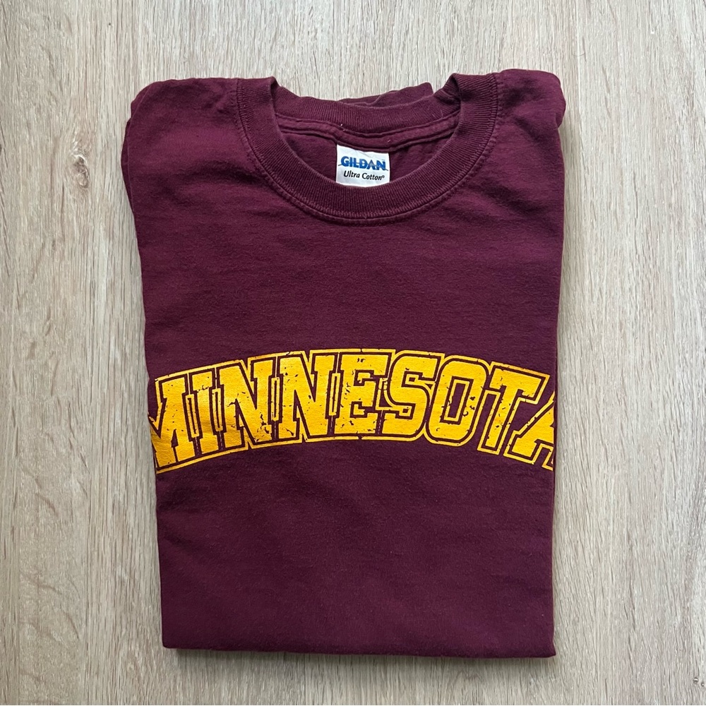 Vintage Minnesota Golden Gophers Long Sleeve Mens L Marooon Yellow Graphic - Picture 7 of 7